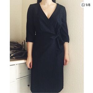 J.Crew Charcoal Gray 100% Wool Wrap Dress | Size 8 | Fully Lined